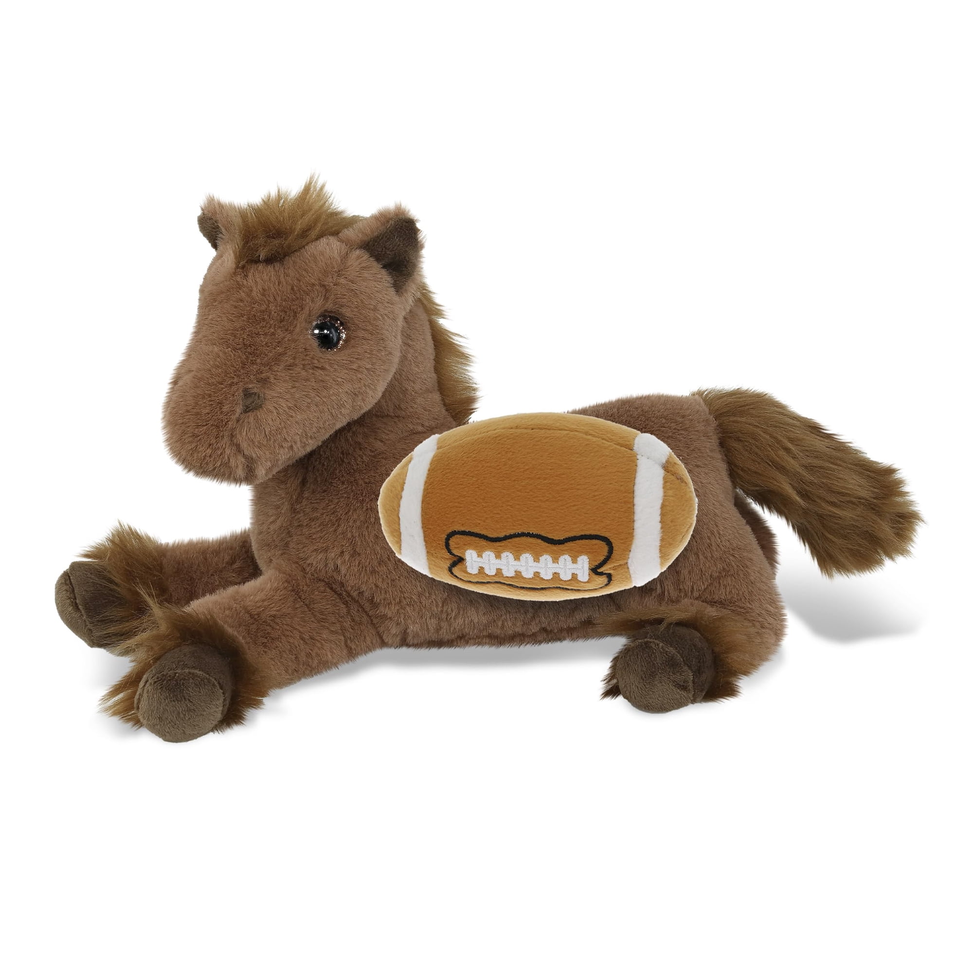 DolliBu Super Soft Fancy Laying Brown Horse Stuffed Animal with Football Plush - Soft Huggable Horse, Adorable Playtime Plush Toy, Cute Farm Life Gift Doll Animal Toy for Kids and Adults - 10 Inches