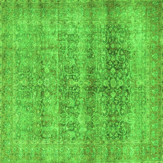 Ahgly Company Indoor Square Persian Green Traditional Area Rugs, 8' Square