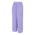 thumbnail image 6 of ManxiVoo Summer Lightweight High Elastic Waist Trendy Wide Leg Harem Pants with Pockets Casual Comfortable Lounge Trousers XL Size Purple, 6 of 9