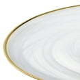 thumbnail image 5 of HomeRoots 376163 Handcrafted Optical Glass & White Gold Footed Cakestand with Gold Rim, 5 of 5