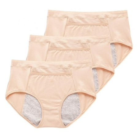 

WBQ Women s Period Underwear Postpartum Menstrual Panties Leakproof Soft Cotton Brief 3-Pack