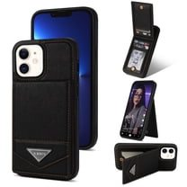Allytech Vintage Wallet Back Case for Apple iPhone 11, PU Leather Slim Fit Shell Cards Holder Stand Shockproof Bumper Phone Case Cover for Apple iPhone 11 - Black