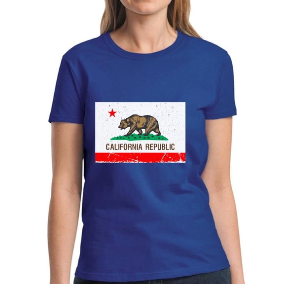 California Republic Flag Shirt for Women - S M L XL 2XL 3XL Cali Graphic Tee - Western USA State California Ladies T-Shirt Gift