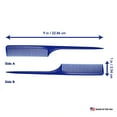 thumbnail image 3 of 61 XL Rat Tail Combs Wide Tooth Comb Detangling Hair Styling Coarse Hair Foiling Thick Back Parting Combs Hairstylist Combs For Women Made In USA 3 Pc. (Royal Blue), 3 of 5