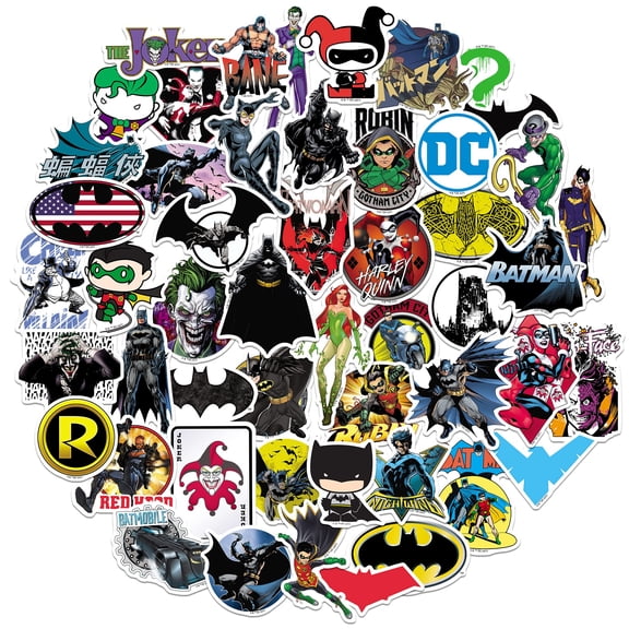 Batman Sticker Pack 50ct – DC Super Hero Die-Cut Vinyl Large Deluxe Decals for Laptop, Water Bottle, Scrapbooking, Tablet & Indoor/Outdoor Use