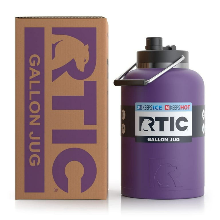 RTIC 1 Gallon Jug with Handle, Vacuum Insulated Water Bottle Metal  Stainless Steel Double Wall Insulation, Thermos Flask Hot and Cold Drinks,  Sweat Proof for Travel Hiking and Camping, Majestic Purple 