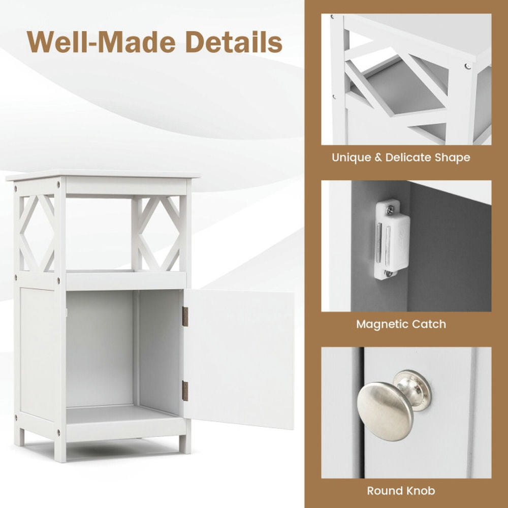 Finihen Bathroom Storage Cabinet, Bathroom Floor Cabinet, Bathroom Floor Cabinet Side Storage Organizer with Open Shelf and Single Door, for Bathroom, Living Room, Bedroom, Kitchen, White Finihen Bathroom Storage Cabinet, Bathroom Floor Cabinet, Bathroom Floor Cabinet Side Storage Organizer with Open Shelf and Single Door, for Bathroom, Living Room, Bedroom, Kitchen, White