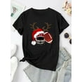 thumbnail image 2 of Camiseta deportiva informal y moderna para mujer, con cuello redondo y manga corta, con estampado de rugby navideño creativo, cómoda para vacaciones de verano. Camiseta deportiva de ocio., 2 of 9