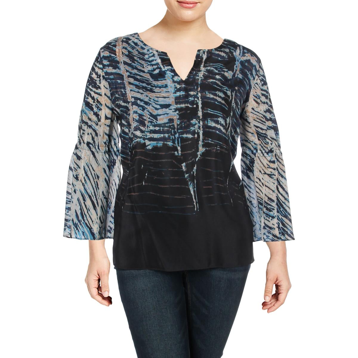 Womens Printed Bell Sleeves Casual Blouse Top Plus BHFO 4360 Style /& Co