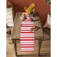 thumbnail image 5 of Red Pink Striped Table Runner 60 Inches, Farmhouse Stripes Simple Art Bed Runner Dresser Scarves Tabletop for Indoor Outdoor Parties/Ceremony/Banquet, 13" x 60", 5 of 8