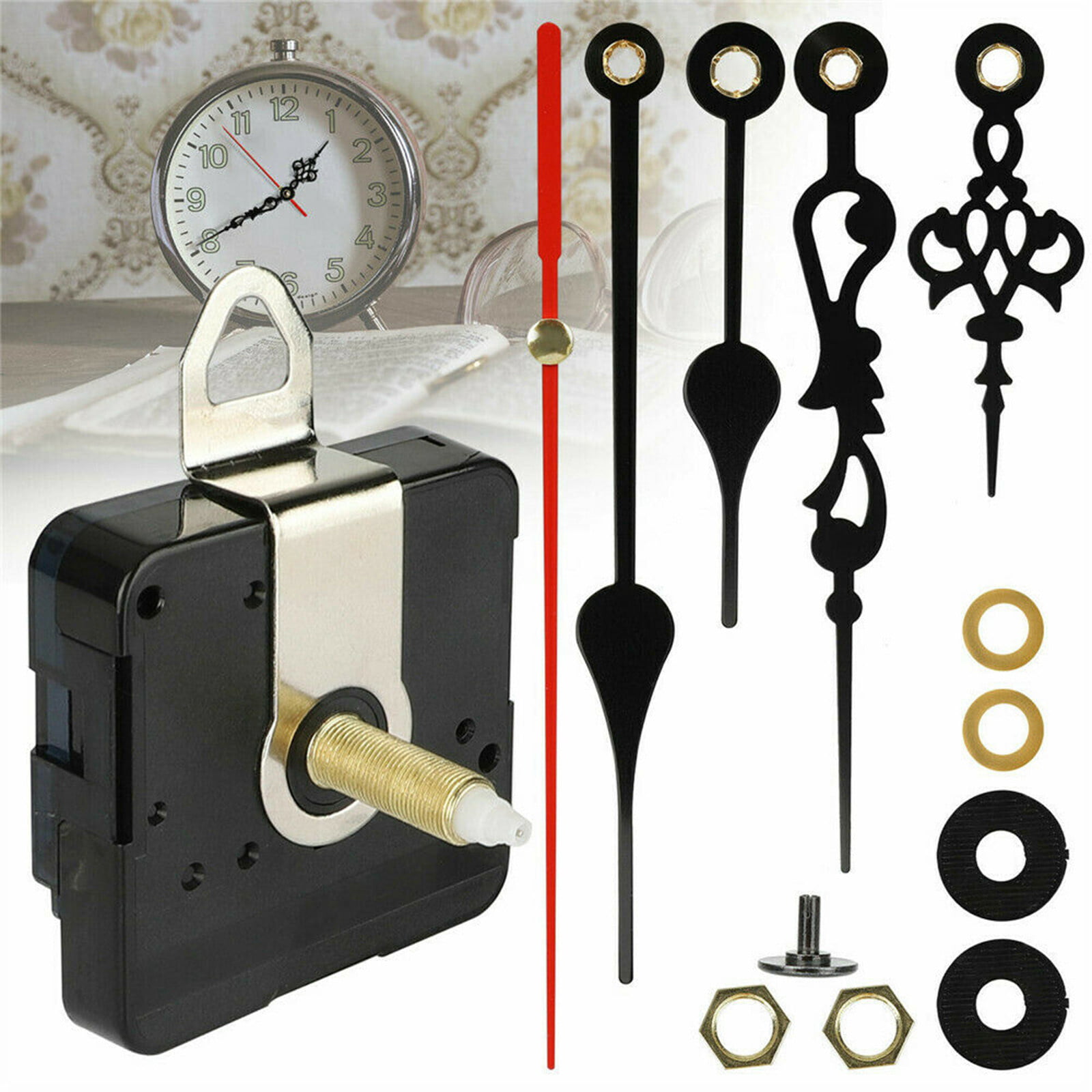 New Quartz Clock Repair Kit Movement Mechanism Motor & Metal Hands & Fittings 