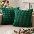 thumbnail image 6 of Christmas Throw Pillow Covers 18x18 Inch, Set of 2, Corduroy Soft Striped Farmhouse Boho Pillow Cover, Modern Decorative Cushion Pillow Case for Couch Sofa Bedroom Living Room(Green), 6 of 7