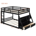 thumbnail image 2 of Harper & Bright Designs Full Over Full Floor Bunk Bed with Drawers & LED Lights, Solid Wood Full Size Bunk Bed Frame with Storage Shelves Bookcase and Charging Station for Bedroom Dormitory, Black, 2 of 20