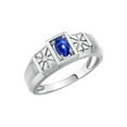 thumbnail image 4 of RYLOS Men's Rings Sterling Silver Classic 6X4MM Oval Gemstone & Diamond Ring Blue Star Sapphire September Birthstone Rings For Men, Silver Rings, Size 10, 4 of 8
