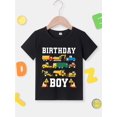 thumbnail image 2 of Boys' Summer Short-Sleeve T-Shirt "BIRTHDAY BOY" with Colorful Construction Vehicle Print Round Neck, Casual Fit Hand Wash or Dry Clean,Casual Youngsters's Clothing Playful Print Tee Colorful Design, 2 of 6
