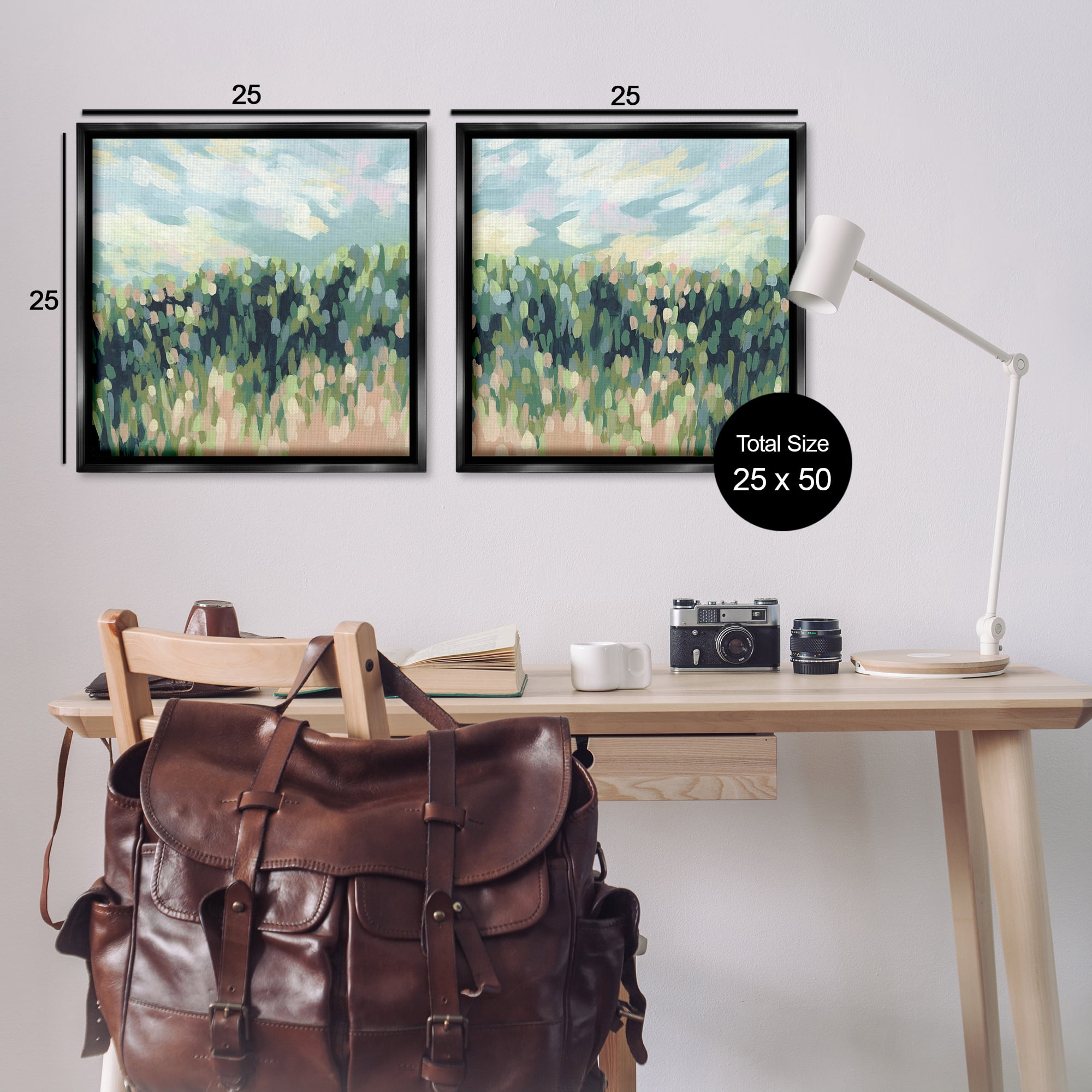 Stupell Industries Abstract Tall Wheat Grass Field Landscape & Nature Painting Black Floater Framed Canvas Art Print Wall Art, 25 x 25, Set of 2