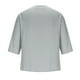 thumbnail image 5 of Blusas y camisas de manga corta y cuello redondo para hombre, blusas casuales de moda para hombre, de color liso, con botones, cuello redondo y manga tres cuartos., 5 of 8