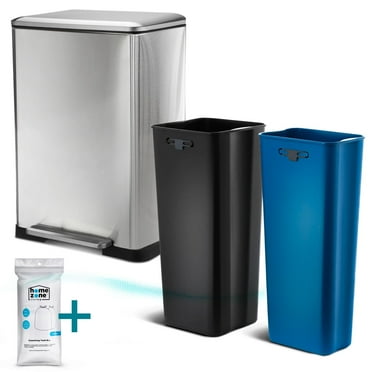 Home Zone Living 13 gal Dual Kitchen Trash Can in Stainless Steel, Silver