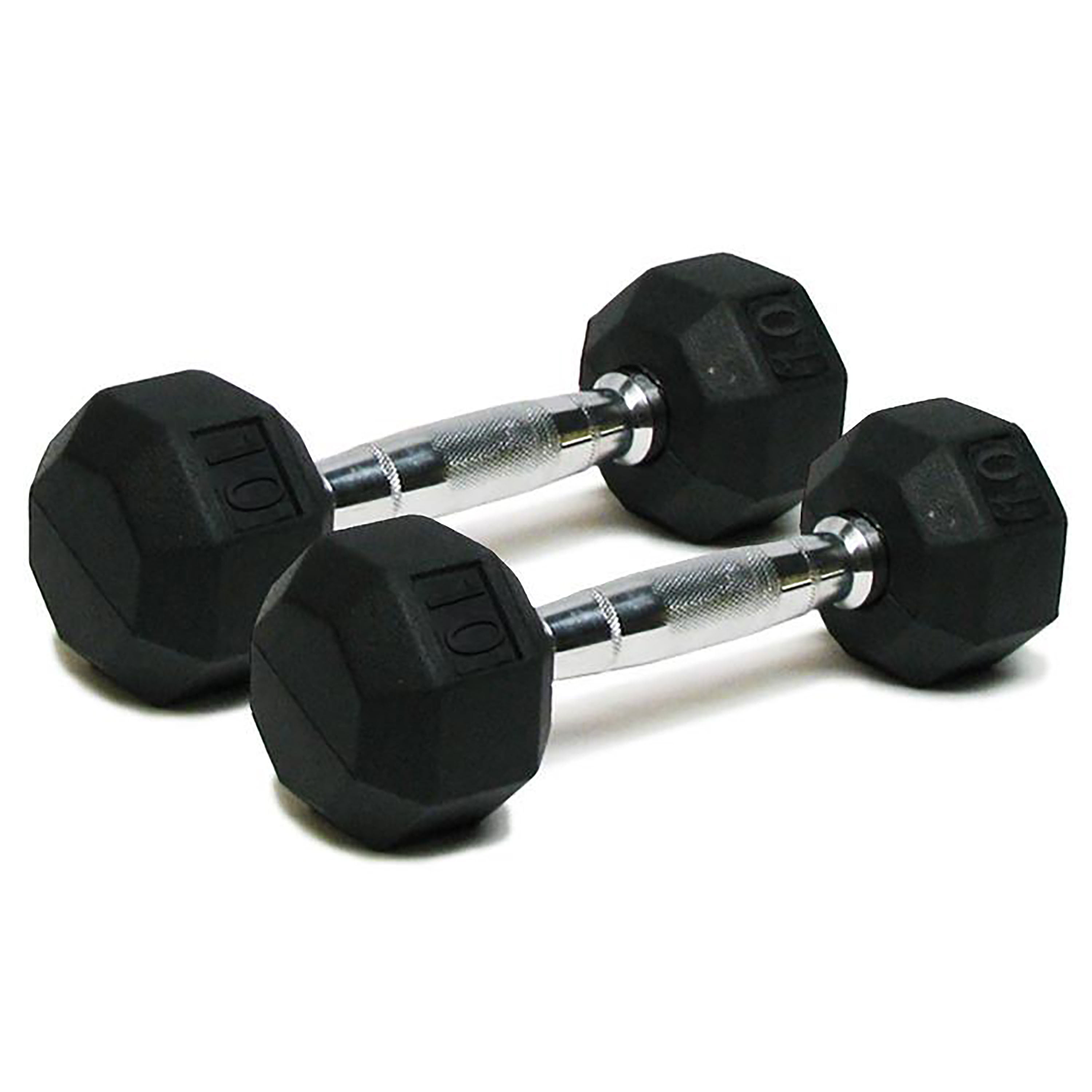 SET Of 2 Ten Pound Hand Weights Pair of Weider Rubber Hex Dumbbell 10 lbs 
