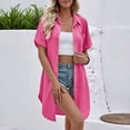 thumbnail image 2 of Posijego Women's Cover-Up Cardigan Short Sleeve Button down Long Cardigans Summer Beach Lightweight Open Front Outwear, 2 of 8
