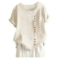 thumbnail image 1 of WEIYLL Ladies T Shirts Plus Size Linen Loose Tunic Breathable Boho Solid Beige Tee Sizes XXXXL, 1 of 3