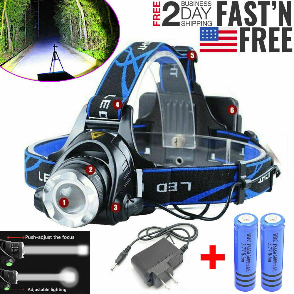 Tactical 90000LM Zoomable Headlamp 18650 T6 LED Headlight Flashlight US Stock 