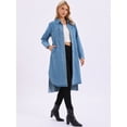 thumbnail image 2 of DARING DIVA Womens Fall Curved Hem Button Down Midi Denim Dress 2XL Light Blue, 2 of 7