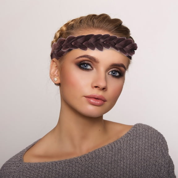 FRCOLOR 1Pcs Braided Headband Hair Bands For Women Brown 10.61x1.97x0.39in