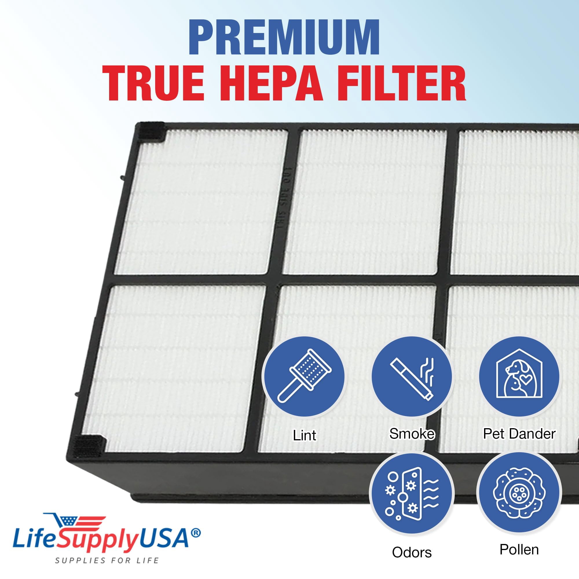 LifeSupplyUSA HEPA Filter Replacement Compatible with Hamilton Beach 04912 TrueAir Air Purifier Models 04160, 04161, 04150