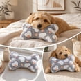thumbnail image 2 of Bone-Shaped Pet Pillow for Small Dogs and Cats, Curved Neck Support Cushion, Soft Flannel Fabric, Washable, Cute Star Heart Paw Print Designs, Compact Travel Size, Cozy and Soft, 2 of 7