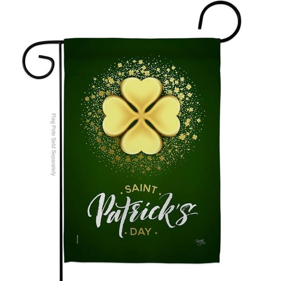 Breeze Decor G152061-BO 13 x 18.5 in. Gold Shamrock Garden Flag with Spring St. Patrick Double-Sided Decorative Vertical Flags House Decoration Banner Yard Gift