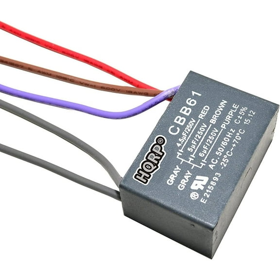 HQRP Capacitor 4.5uf 5uf 6uf 5-Wire for Hampton Bay Ceiling Fan CBB61