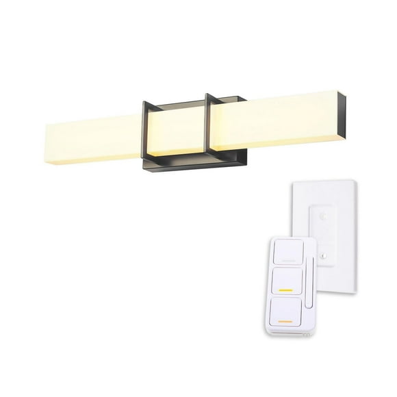 AmbianceSelect™ 24" Black Dimmable Color Adjustable LED Integrated Vanity Light with Wall Mount Dimmer Remote, 91005439