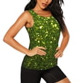 thumbnail image 2 of Gukieu Green Glitter Sparkle Print Women's Quick-drying Fitness Vest, Round Neck Sleeveless Fitness T-shirt, Suitable for Yoga, Sports-X-Large, 2 of 7