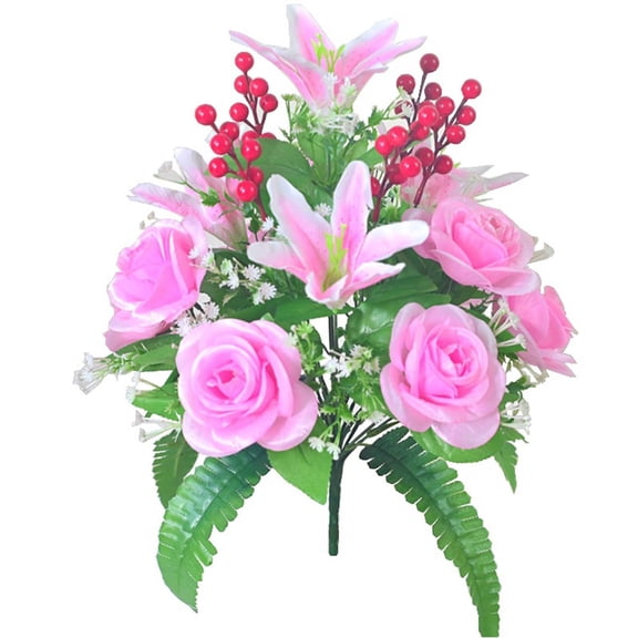 EDHITNR Artificial Silk Roses Bouquet, Realistic Wedding Valentine's Day Flowers, 18 Fake Flower Arrangement for Home Decor Centerpiece Vase