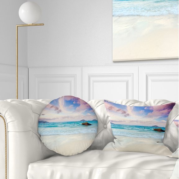 Designart 12" x 20" Blue Polyester Throw Pillow