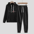 thumbnail image 3 of Amtdh 2 Piece Sweatsuits for Womens Clearance Solid Color Pocket Drawstring Pullover Sweatpant Set Lounge Tracksuit Casual Plus Size Lightweight Loose Ladies Outfits Fall Winter 2023 Black_b XL, 3 of 3