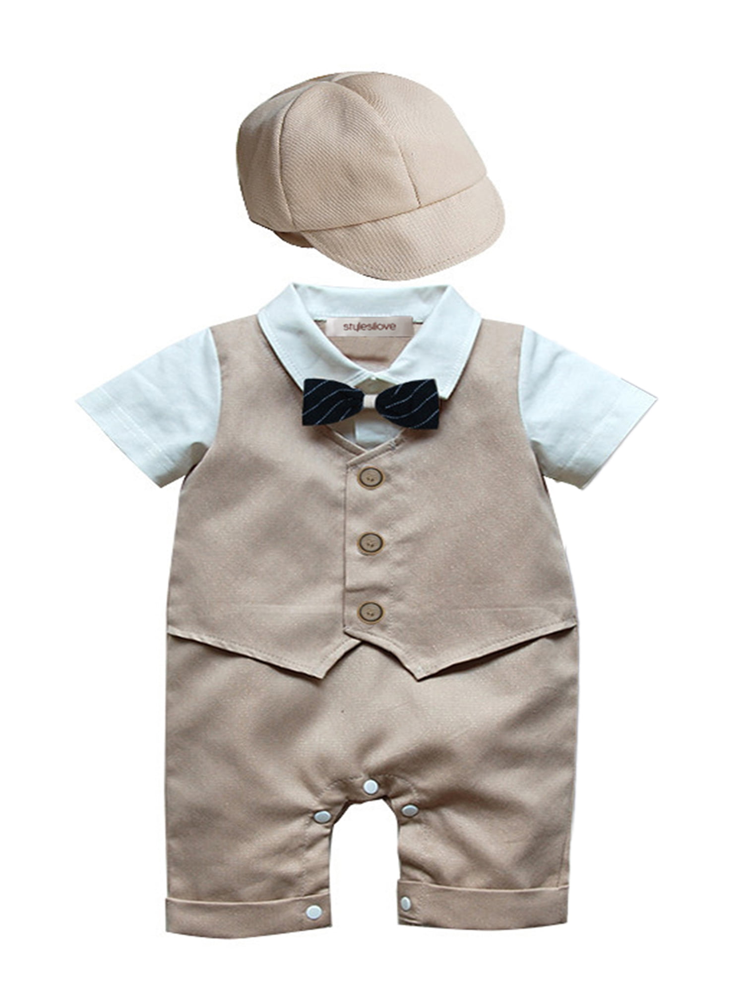 StylesILove Baby Boy Formal Wear Romper and Hat 2-piece (6-12 Months ...