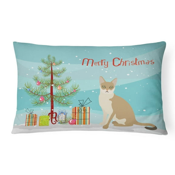 Carolines Treasures CK4795PW1216 Singapura 1 Cat Merry Christmas Canvas Fabric Decorative Pillow, 12H x16W, multicolor