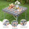 thumbnail image 4 of Blue and Orange Geometric Boho Pattern Square Fitted Tablecloth with Elastic Edge,Square Table Cover,Washable Elastic Table Cover for Home Kitchen Party Decor 34"x34", 4 of 6
