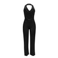 thumbnail image 3 of successthop Sequin Jumpsuits for Women Evening Party Slim V Neck Sleeveless One Piece Long Solid Causal Lounge Wear S, 3 of 5