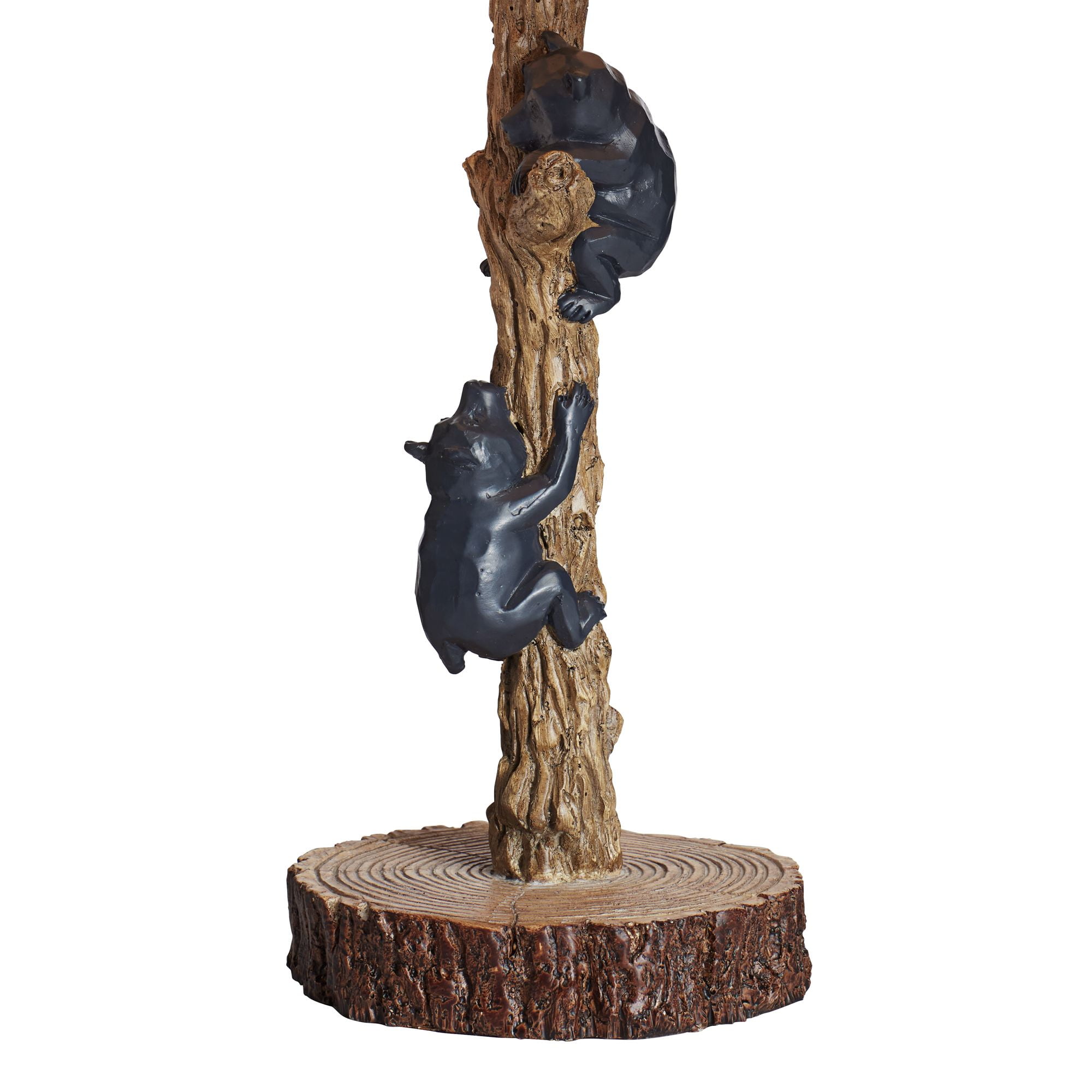 John Timberland Climbing Bears 22 1/2" High Small Rustic Style Accent Table Lamps Set of 2 USB Port Brown Wood Finish Charging