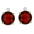 thumbnail image 2 of Star K� Round 7mm Genuine Garnet Screw Back Stud Earrings with Accent Stone on Top, 2 of 9