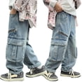 thumbnail image 7 of XXWXYD Toddler Boys’ Baggy Jeans - Y2K Style Elastic Waist Denim Pants 2-13T, Wide Leg Casual Trousers with Functional Pockets for Active Kids, 7 of 7