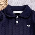 thumbnail image 5 of Girls Sweater Cable Knit Peter Pan Collar Button Placket Soft Lightweight Long Sleeve Jumpers (Navy), 5 of 6