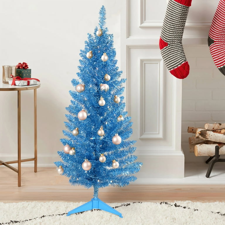 Bringstar 4FT Blue Artificial Christmas Tree with 50 String Lights