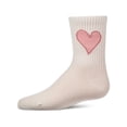 thumbnail image 2 of MeMoi Girls Pointelle Ribbed Cotton-Rich Crew Sock with Cross-Stitch Heart - Girls - Female, 6, White-Red, 2 of 9