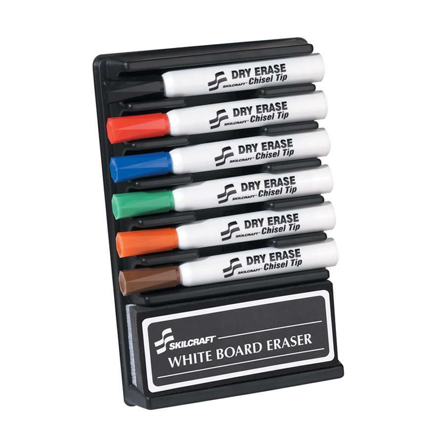 SKILCRAFT, NSN3527321, 6 Marker Dry Erase Kit, 6/Set