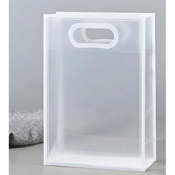 Nvzi gift, fresh flowers, gift box packaging bag, transparent matte PP handbag, fresh flowers, gifts, and accompanying gift handbag (white, 18 * 8 * 26cm)