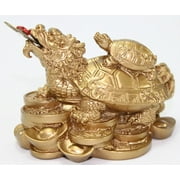 Feng Shui Gold Dragon Turtle Statue Wealth Fortune Figurine Gift Home Feng Shui Decor G16221 CD50